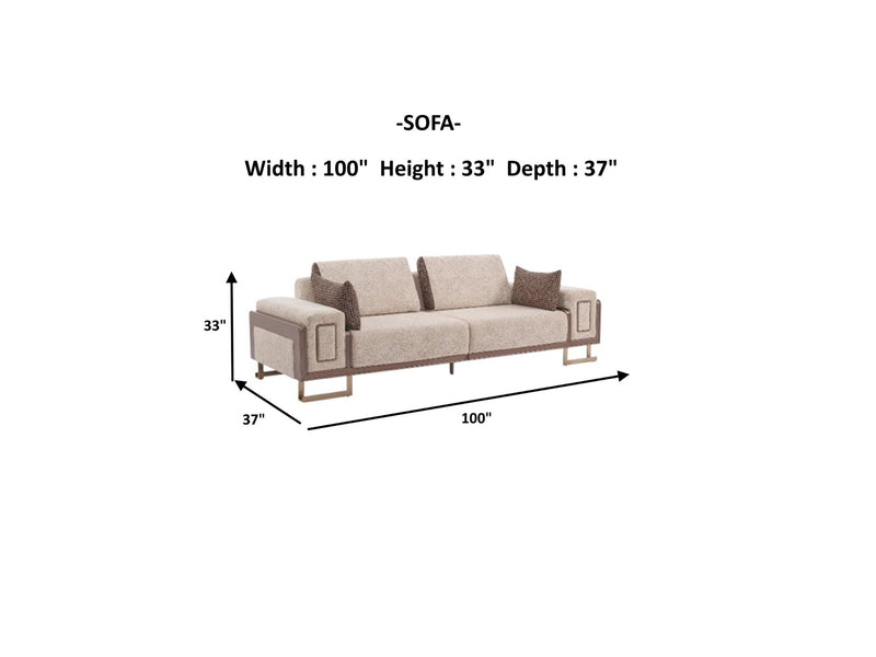 Nirvana 4-pieces (2 Four Seat Sofa & 2 Chair) Livingroom Set Beige in Beige - 101-NIR-MED125-4411