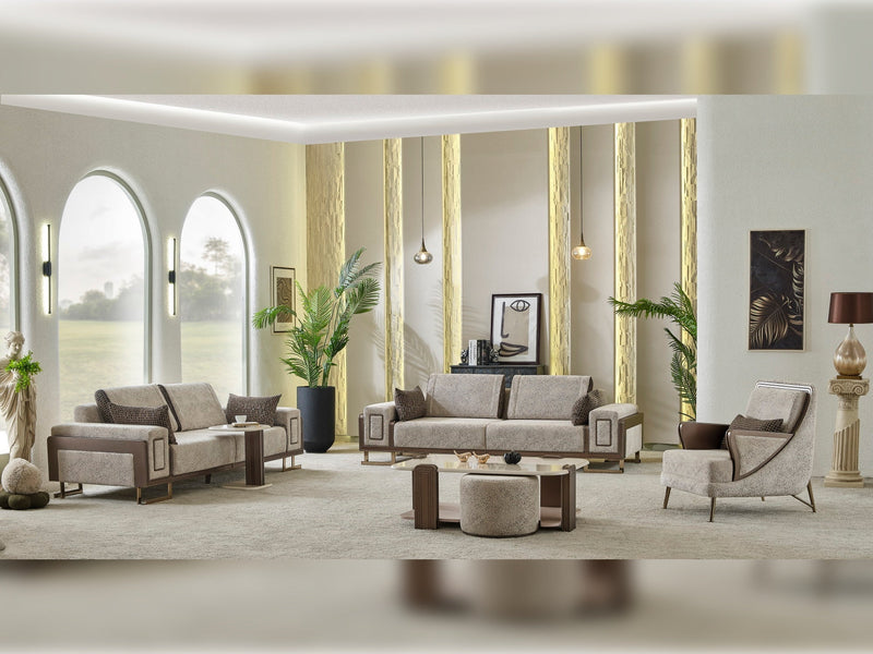 Nirvana 4-pieces (2 Four Seat Sofa & 2 Chair) Livingroom Set Beige in Beige - 101-NIR-MED125-4411