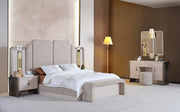 Nirvana Bedroom (Bed & Dresser With Mirror & Bench & Ottoman & 2 Nightstand) - Queen - 120-NIR-QB-SET-2