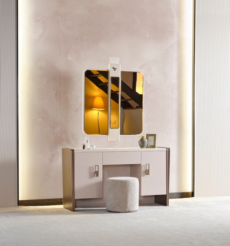 Nirvana Bedroom (Bed & Dresser With Mirror & Bench & Ottoman & 2 Nightstand) - Queen - 120-NIR-QB-SET-2