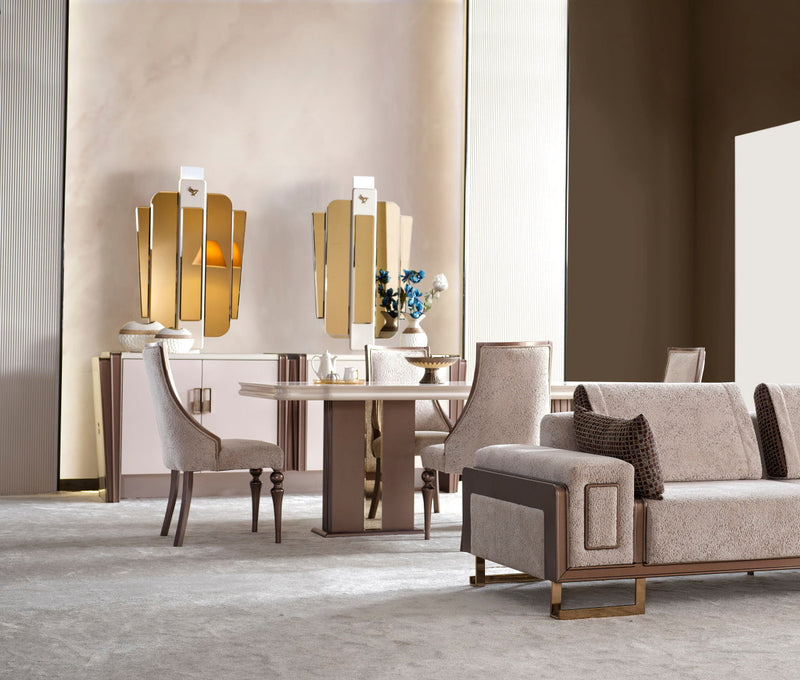 Nirvana Diningroom (Consol With Mirror & Dining Table & 6 Dining Chair) - 115-NIR-SET