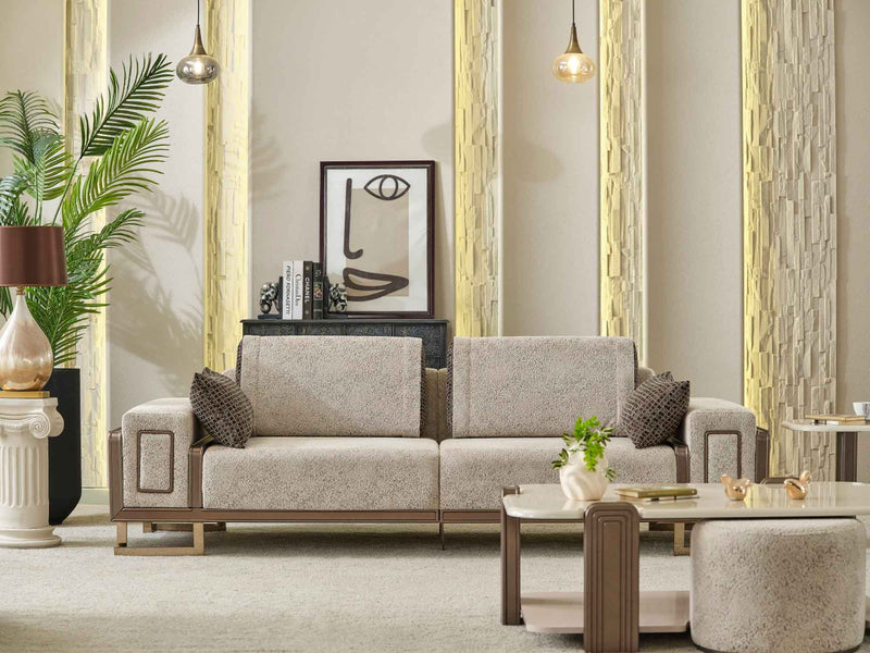 Nirvana Stationary 4 Seat Sofa Beige in Beige - 101-NIR-MED125-4