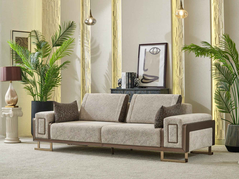 Nirvana Stationary 4 Seat Sofa Beige in Beige - 101-NIR-MED125-4