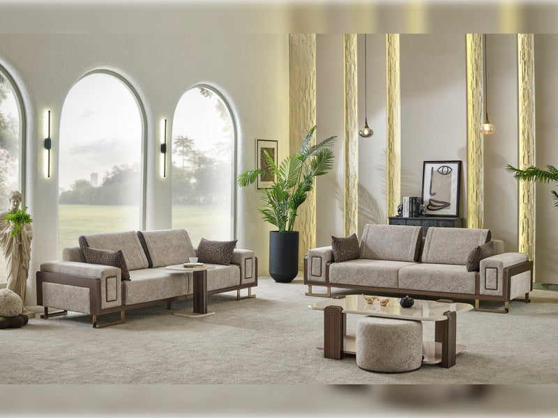 Nirvana Stationary 4 Seat Sofa Beige in Beige - 101-NIR-MED125-4