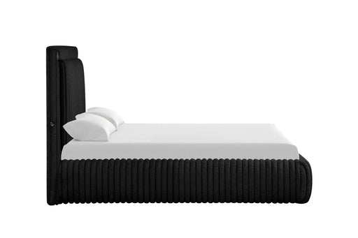 Noa - Black Upholstered Queen Bed with Bluetooth Speaker & USB Charger - B163-Q-Bed