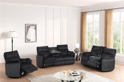 Noah - Black Manual Reclining, Drop-Down Table, Storage Console, Power Source, USB Charger, Cup Holder - CL7240-SLR-Black