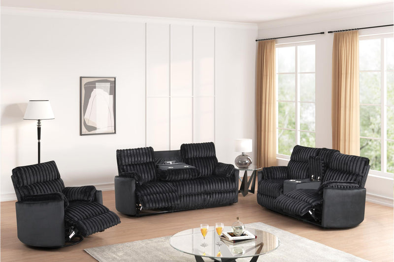 Noah - Black Manual Reclining, Drop-Down Table, Storage Console, Power Source, USB Charger, Cup Holder - CL7240-SLR-Black