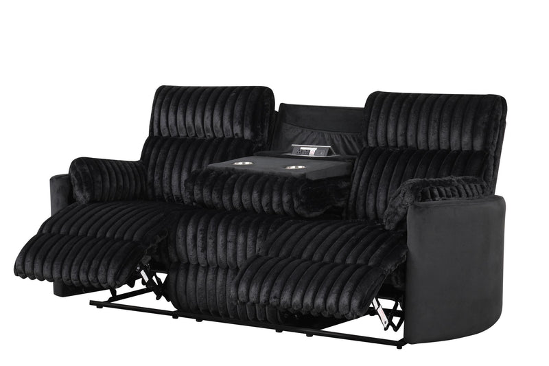 Noah - Black Manual Reclining, Drop-Down Table, Storage Console, Power Source, USB Charger, Cup Holder - CL7240-SLR-Black