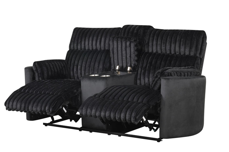 Noah - Black Manual Reclining, Drop-Down Table, Storage Console, Power Source, USB Charger, Cup Holder - CL7240-SLR-Black