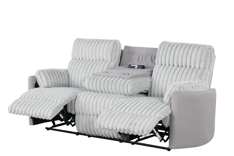 Noah - Gray Manual Reclining, Drop-Down Table, Storage Console, Power Source, USB Charger, Cup Holder - CL7240-SL-Gray