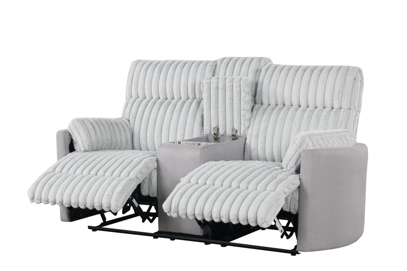 Noah - Gray Manual Reclining, Drop-Down Table, Storage Console, Power Source, USB Charger, Cup Holder - CL7240-SLR-Gray