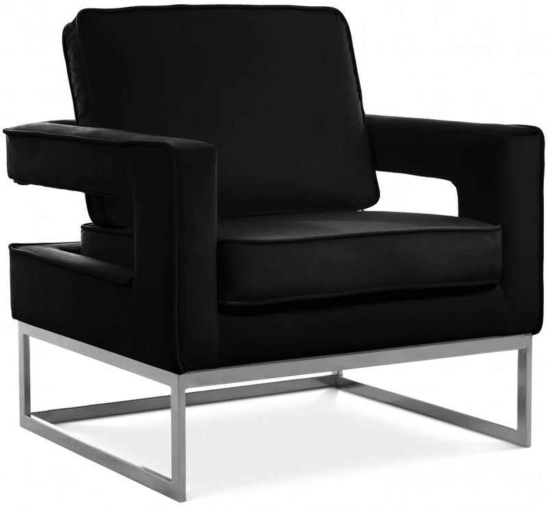 Noah Velvet Upholstered Accent Chair in Black - 510Black