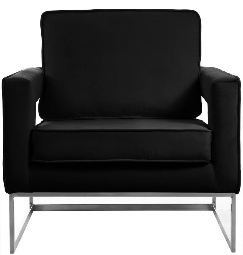 Noah Velvet Upholstered Accent Chair in Black - 510Black