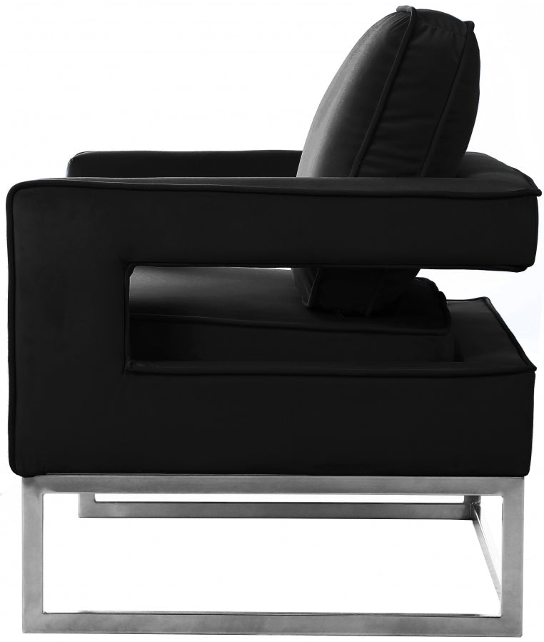 Noah Velvet Upholstered Accent Chair in Black - 510Black