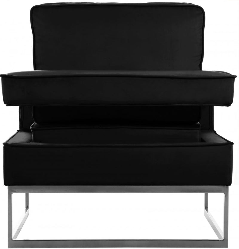 Noah Velvet Upholstered Accent Chair in Black - 510Black