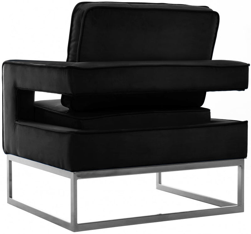 Noah Velvet Upholstered Accent Chair in Black - 510Black