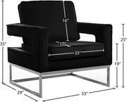 Noah Velvet Upholstered Accent Chair in Black - 510Black