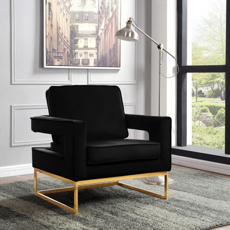 Noah Velvet Upholstered Accent Chair in Black - 511Black