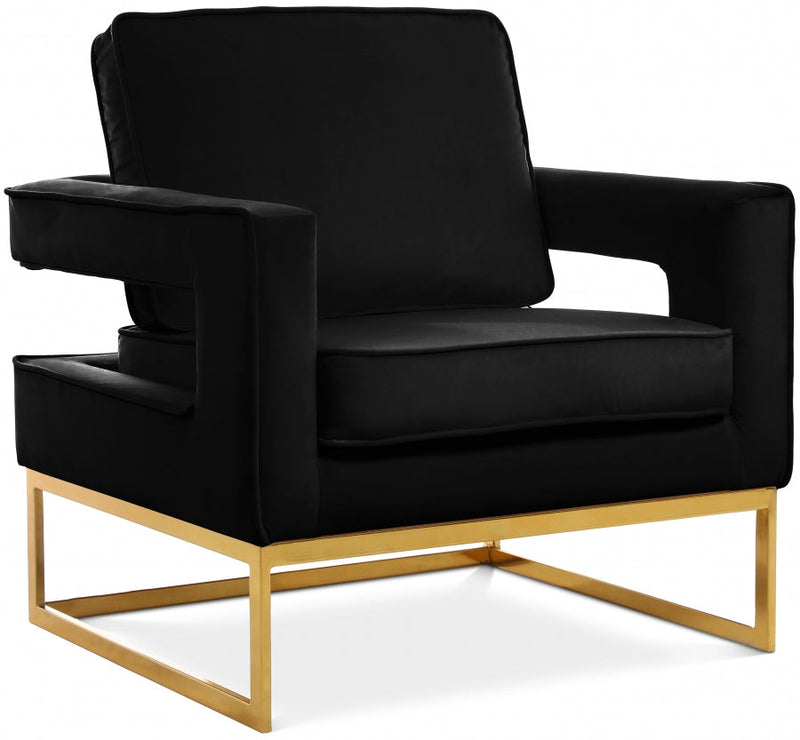 Noah Velvet Upholstered Accent Chair in Black - 511Black