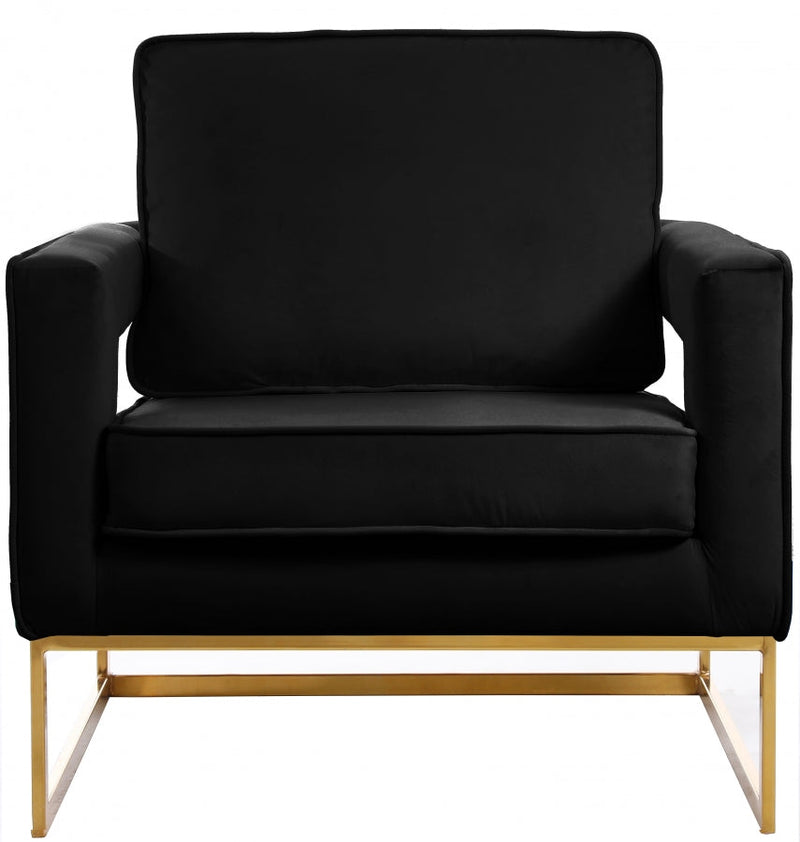 Noah Velvet Upholstered Accent Chair in Black - 511Black