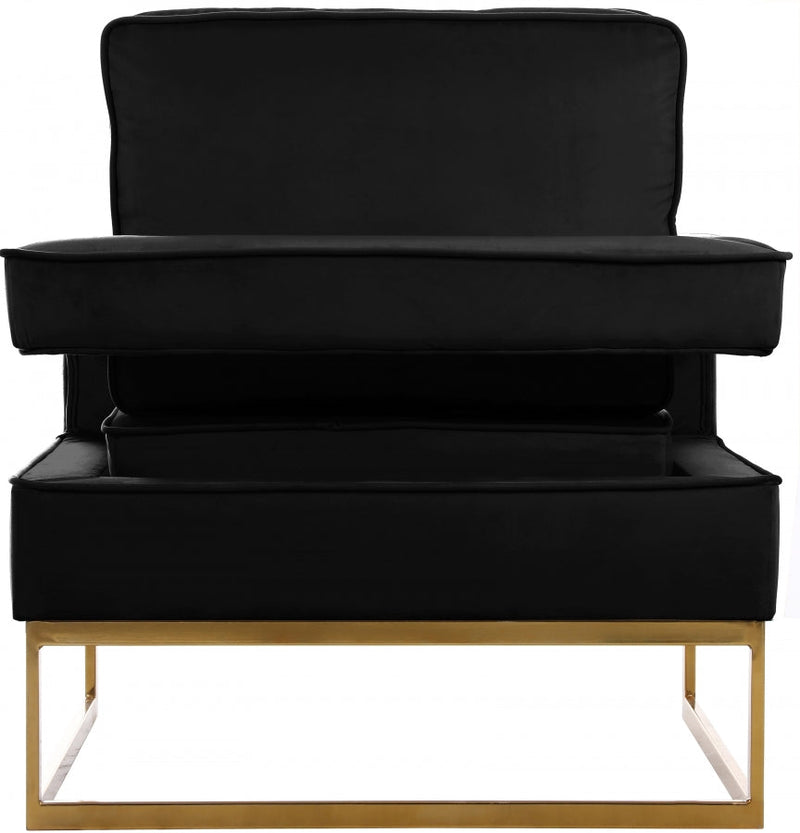 Noah Velvet Upholstered Accent Chair in Black - 511Black