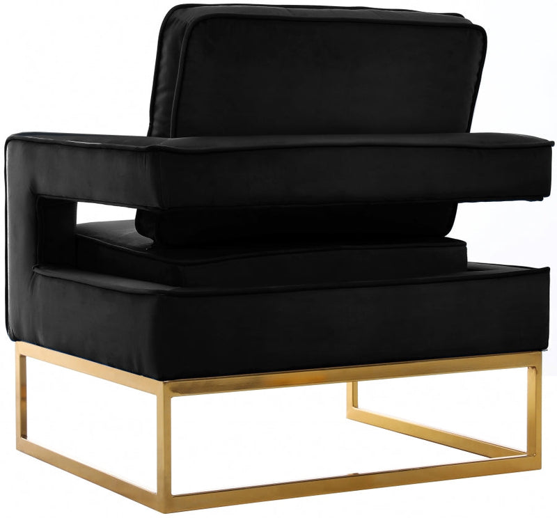 Noah Velvet Upholstered Accent Chair in Black - 511Black