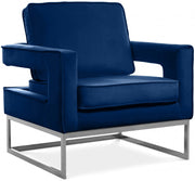 Noah Velvet Upholstered Accent Chair in Blue - 510Navy
