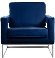 Noah Velvet Upholstered Accent Chair in Blue - 510Navy