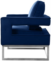Noah Velvet Upholstered Accent Chair in Blue - 510Navy