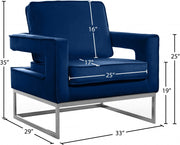Noah Velvet Upholstered Accent Chair in Blue - 510Navy