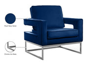 Noah Velvet Upholstered Accent Chair in Blue - 510Navy