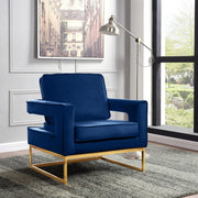 Noah Velvet Upholstered Accent Chair in Blue - 511Navy