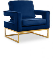 Noah Velvet Upholstered Accent Chair in Blue - 511Navy