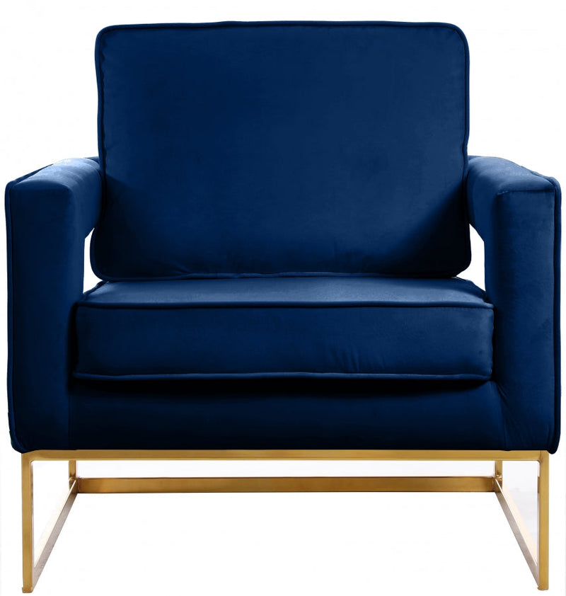 Noah Velvet Upholstered Accent Chair in Blue - 511Navy