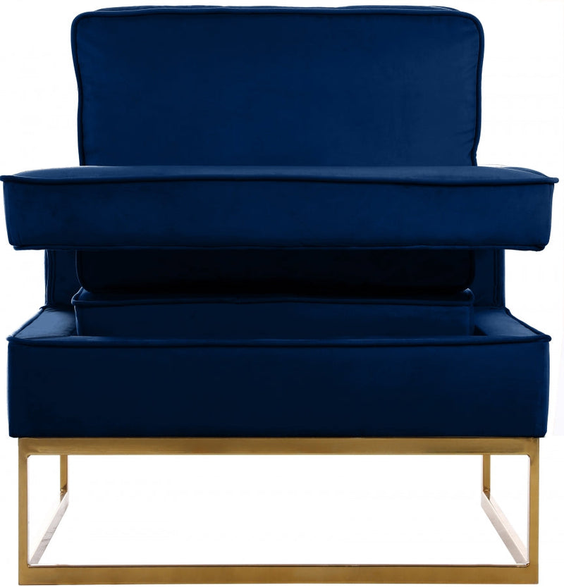 Noah Velvet Upholstered Accent Chair in Blue - 511Navy