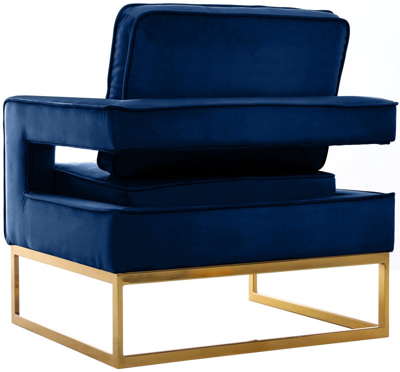 Noah Velvet Upholstered Accent Chair in Blue - 511Navy