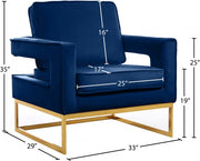 Noah Velvet Upholstered Accent Chair in Blue - 511Navy