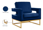Noah Velvet Upholstered Accent Chair in Blue - 511Navy
