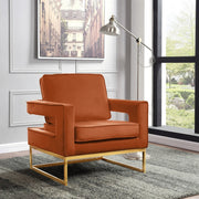 Noah Velvet Upholstered Accent Chair in Cognac - 511Cognac