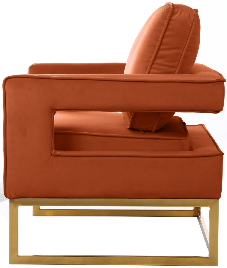 Noah Velvet Upholstered Accent Chair in Cognac - 511Cognac