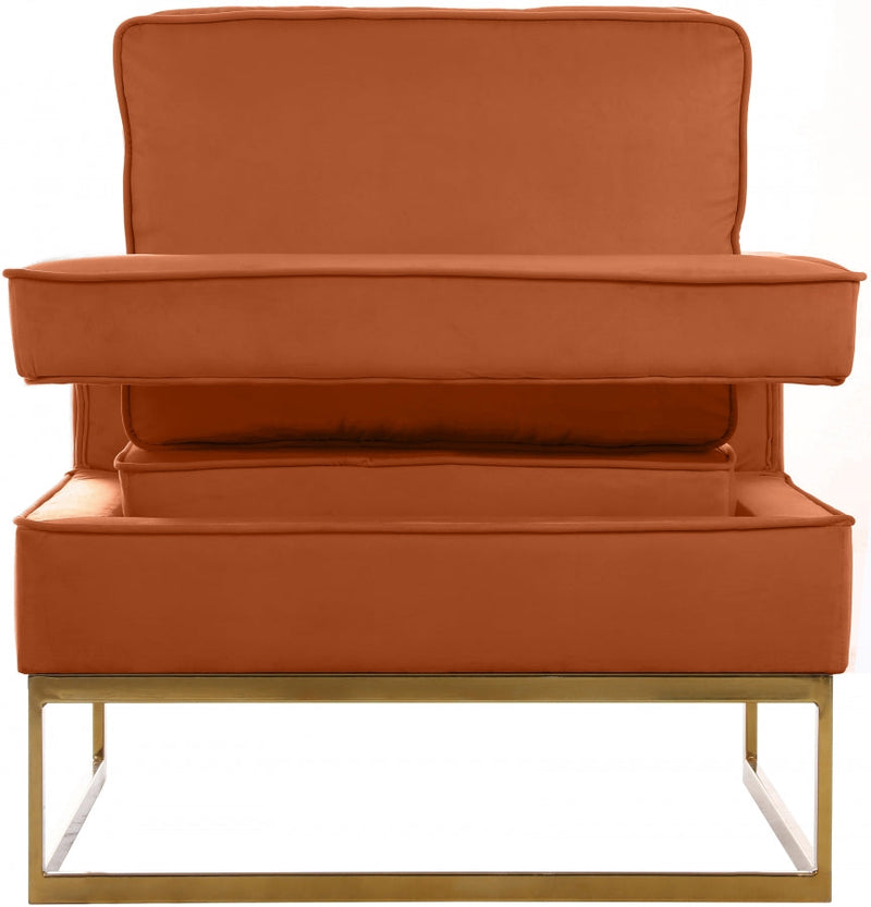 Noah Velvet Upholstered Accent Chair in Cognac - 511Cognac