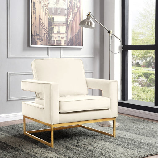 Noah Velvet Upholstered Accent Chair in Cream - 511Cream