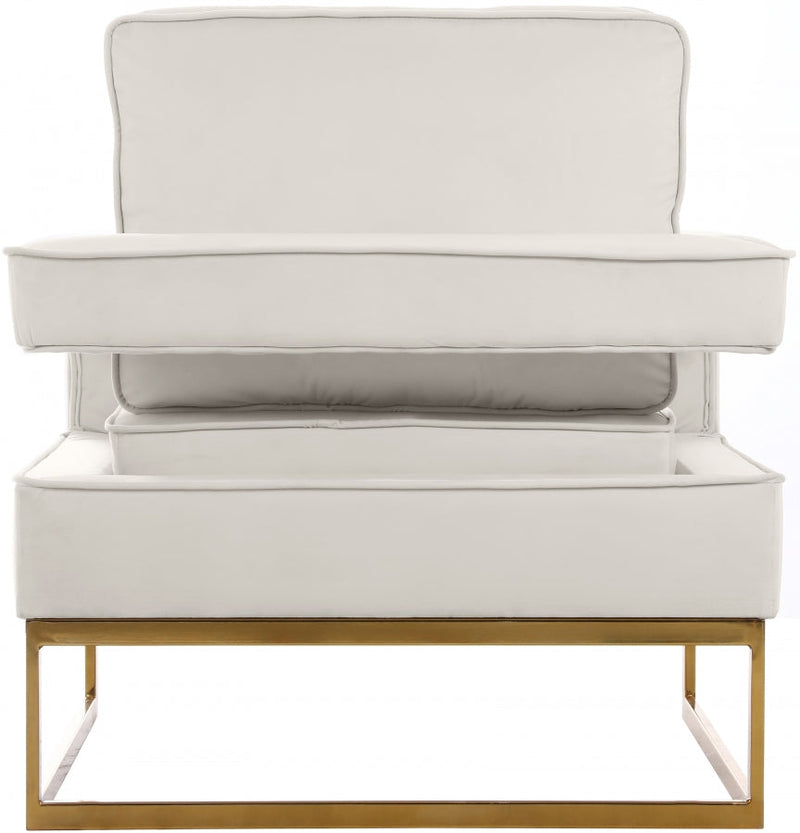 Noah Velvet Upholstered Accent Chair in Cream - 511Cream