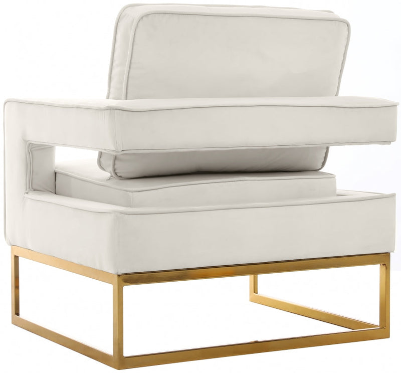 Noah Velvet Upholstered Accent Chair in Cream - 511Cream