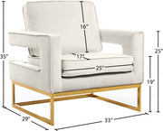 Noah Velvet Upholstered Accent Chair in Cream - 511Cream