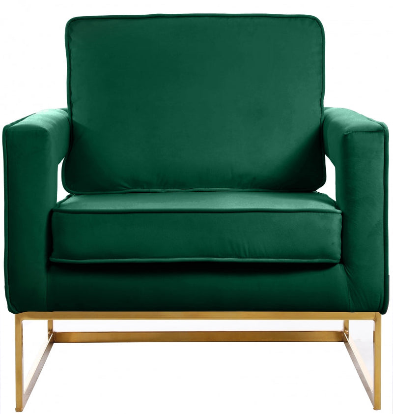 Noah Velvet Upholstered Accent Chair in Green - 511Green