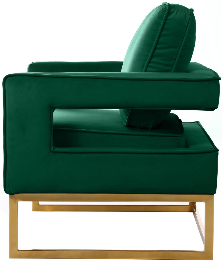 Noah Velvet Upholstered Accent Chair in Green - 511Green