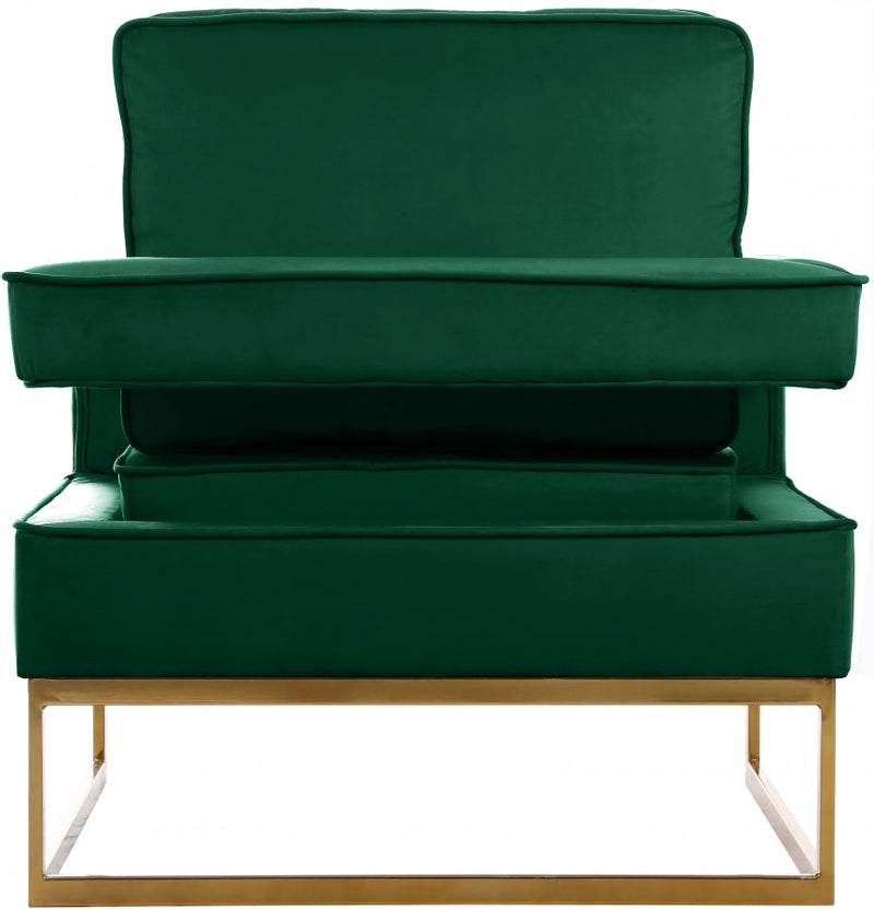 Noah Velvet Upholstered Accent Chair in Green - 511Green