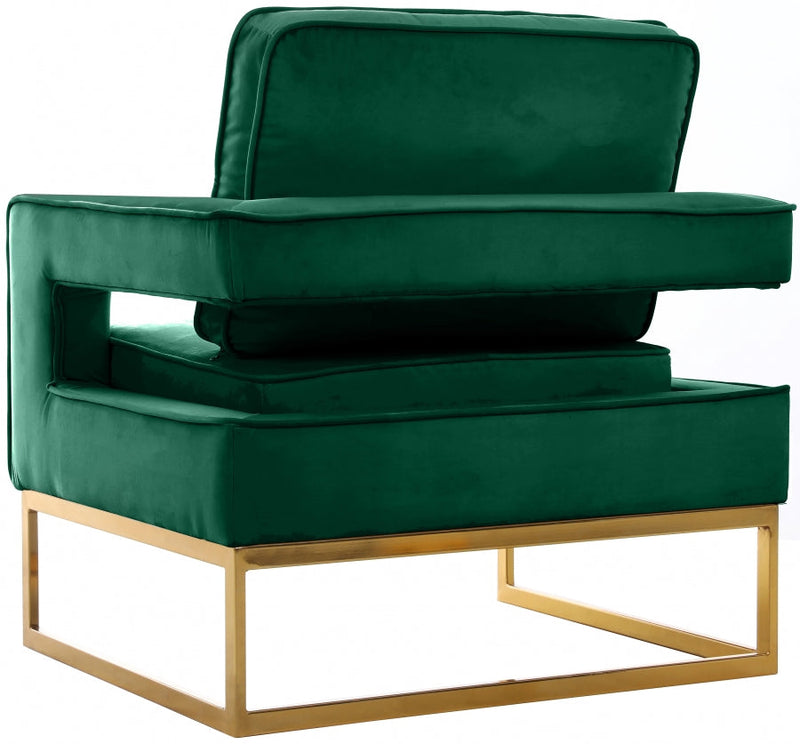 Noah Velvet Upholstered Accent Chair in Green - 511Green