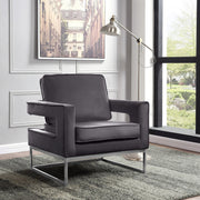 Noah Velvet Upholstered Accent Chair in Grey - 510Grey